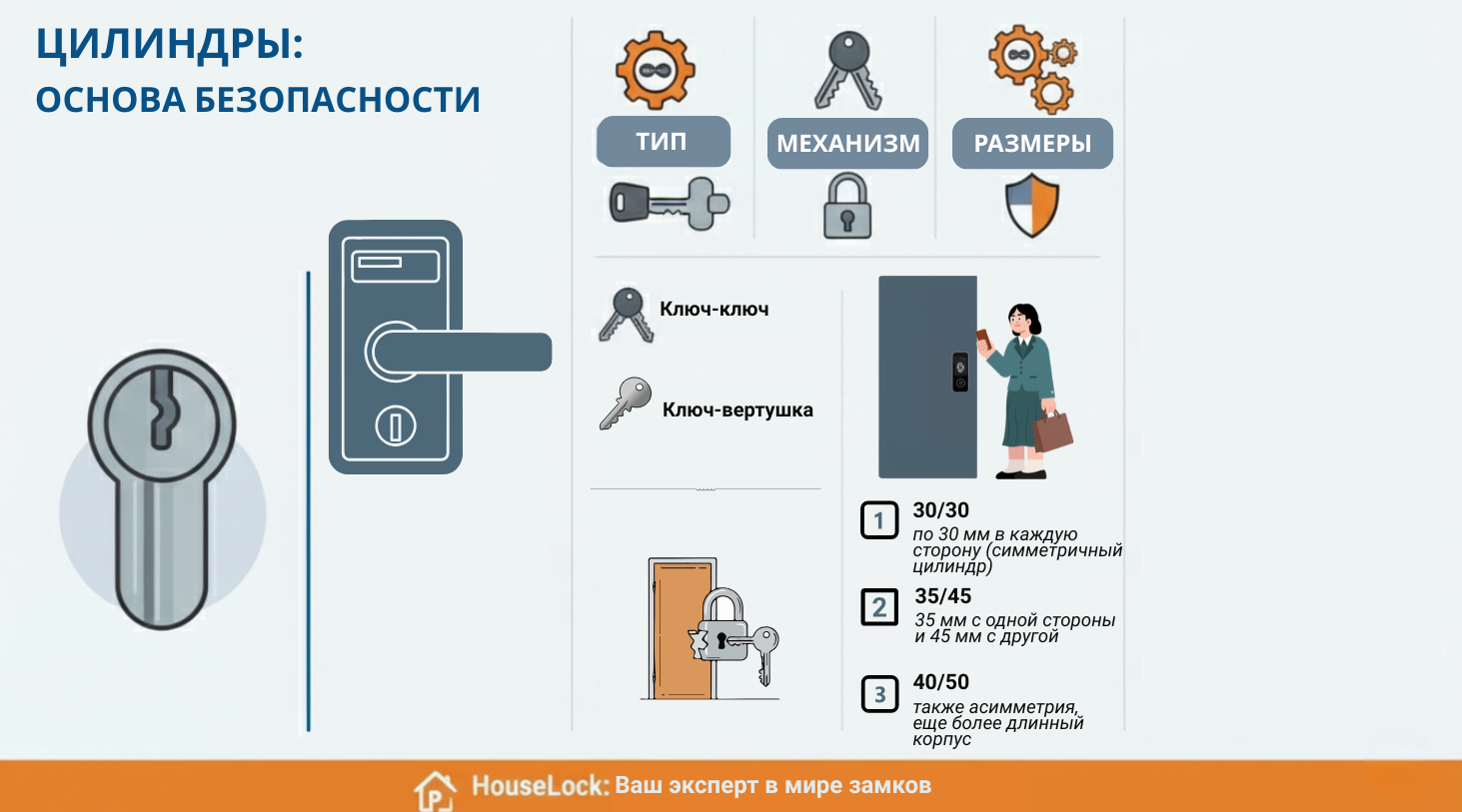 цилиндр замка: как читать размер - инфографика